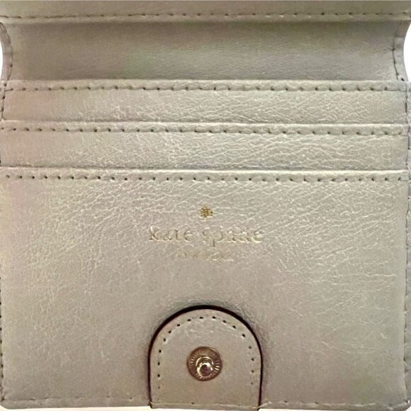 Kate Spade Serenade Haven Lane Glittery Silver Bi-Fold Mini Wallet - Picture 5 of 7
